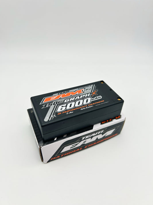 Team EAM 6000mah 150c Shorty Lipo High Mah Pack. 2S Battery **New for 2025**